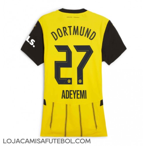 Camisa de Futebol Borussia Dortmund Karim Adeyemi #27 Equipamento Principal Mulheres 2024-25 Manga Curta